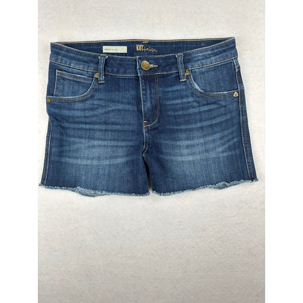 Kut from the Kloth Gidget Shorts Womens 2 Denim Raw Hem Casual